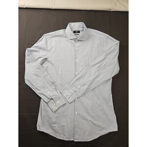 Hugo Boss Blue w/ White Design Long Sleeve Jason Button Up Mens Size 41/16